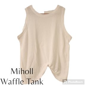 Miholl Waffle Tank Top with Front Twist
